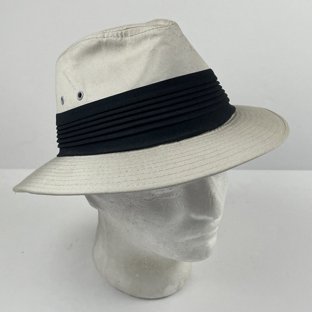 Dorfman Pacific Co Fedora Hat Adult M 7-7 1/8 Cotton Twill Khaki With Band